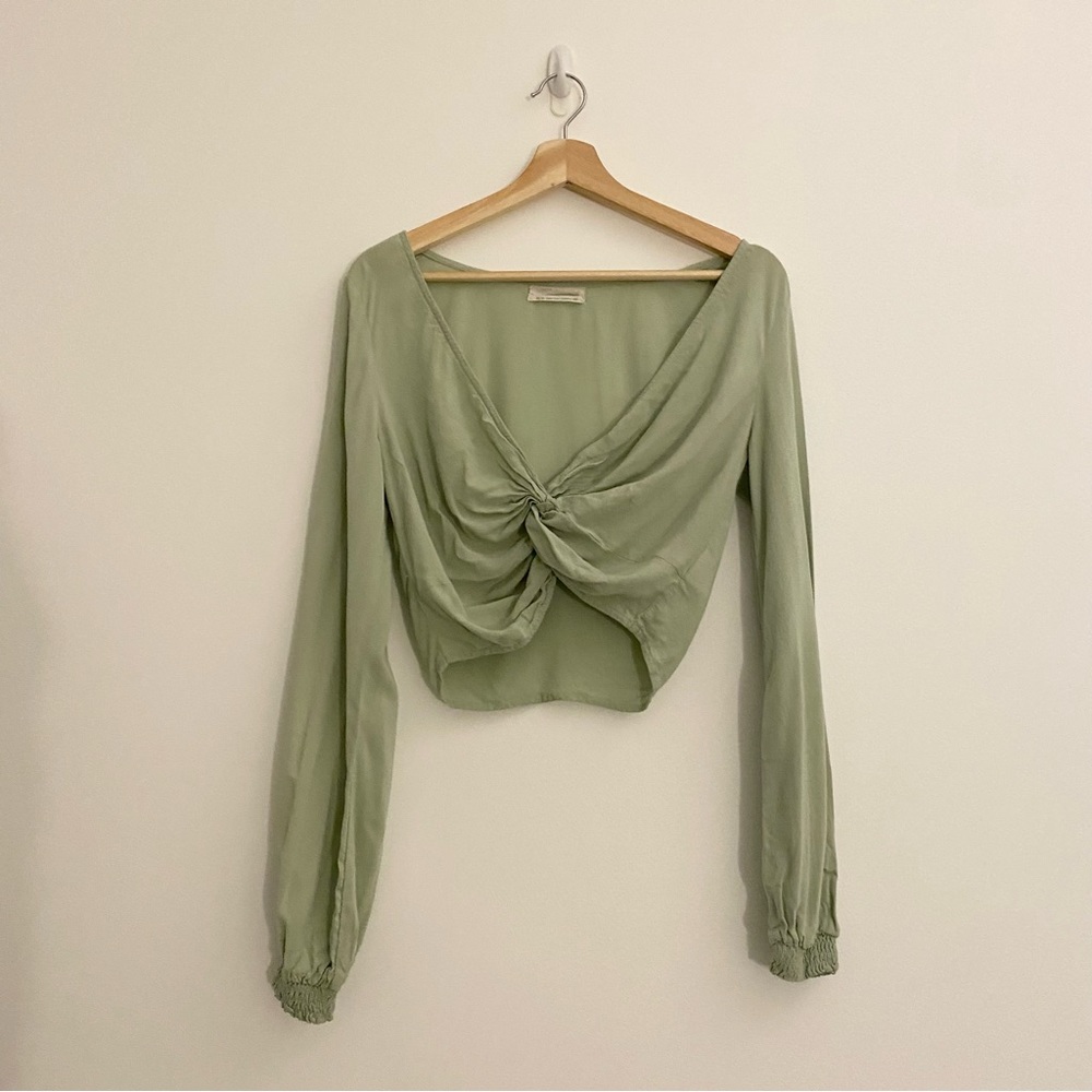 AVAIL. UNTIL 7/1 Green Knot Long Sleeve Blouse